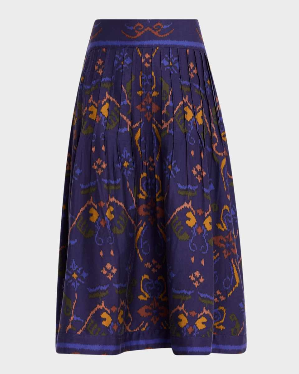 Lazarette Pleated Ikat Midi Skirt